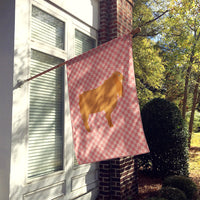 American Lamancha Goat Pink Check Flag Canvas House Size BB7885CHF