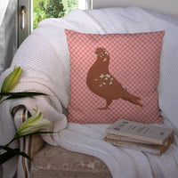 African Owl Pigeon Pink Check Fabric Decorative Pillow BB7953PW1414