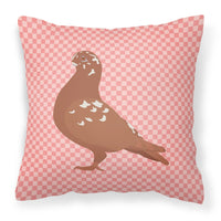 African Owl Pigeon Pink Check Fabric Decorative Pillow BB7953PW1818