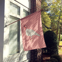 Beltsville Small White Turkey Hen Pink Check Flag Canvas House Size BB7989CHF