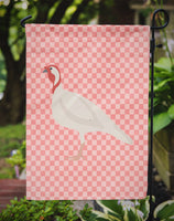 Beltsville Small White Turkey Hen Pink Check Flag Garden Size