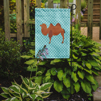 Bactrian Camel Blue Check Flag Garden Size