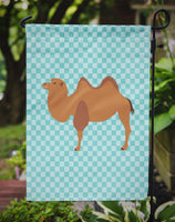 Bactrian Camel Blue Check Flag Garden Size