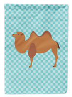 Bactrian Camel Blue Check Flag Garden Size