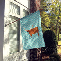 Ankole-Watusu Cow Blue Check Flag Canvas House Size BB7997CHF