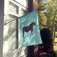 Black Angus Cow Blue Check Flag Canvas House Size BB8002CHF