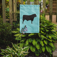 Black Angus Cow Blue Check Flag Garden Size