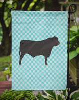 Black Angus Cow Blue Check Flag Garden Size