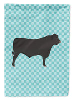 Black Angus Cow Blue Check Flag Garden Size