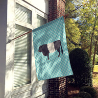 Belted Galloway Cow Blue Check Flag Canvas House Size BB8005CHF