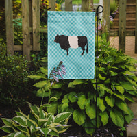 Belted Galloway Cow Blue Check Flag Garden Size