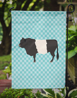 Belted Galloway Cow Blue Check Flag Garden Size