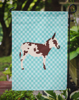 American Spotted Donkey Blue Check Flag Garden Size