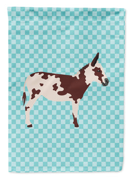 American Spotted Donkey Blue Check Flag Garden Size