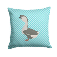 African Goose Blue Check Fabric Decorative Pillow BB8073PW1414