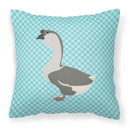 African Goose Blue Check Fabric Decorative Pillow BB8073PW1818