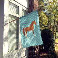 Arabian Horse Blue Check Flag Canvas House Size BB8085CHF