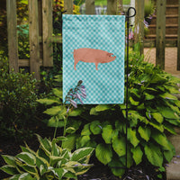 American Landrace Pig Blue Check Flag Garden Size