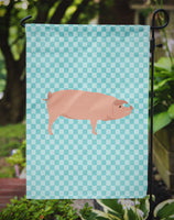 American Landrace Pig Blue Check Flag Garden Size