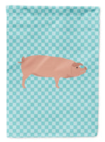 American Landrace Pig Blue Check Flag Garden Size