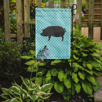 Berkshire Pig Blue Check Flag Garden Size