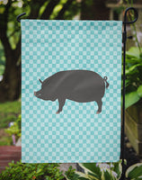 Berkshire Pig Blue Check Flag Garden Size