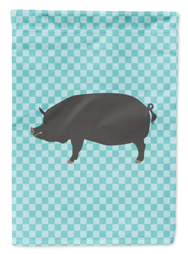 Berkshire Pig Blue Check Flag Garden Size