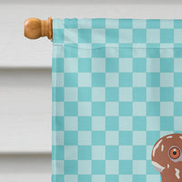 African Owl Pigeon Blue Check Flag Canvas House Size BB8127CHF