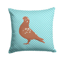 African Owl Pigeon Blue Check Fabric Decorative Pillow BB8127PW1414