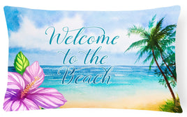 Beach Scene Welcome Canvas Fabric Decorative Pillow BB8530PW1216