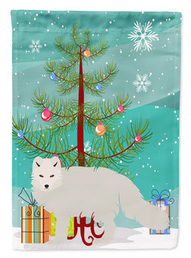 White Arctic Fox Christmas Flag Canvas House Size BB9244CHF