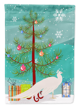 White Peacock Peafowl Christmas Flag Garden Size BB9293GF