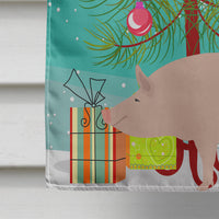 English Large White Pig Christmas Flag Canvas House Size BB9305CHF