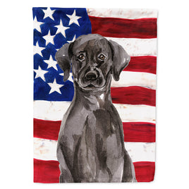 Black Labrador Patriotic Flag Canvas House Size BB9363CHF