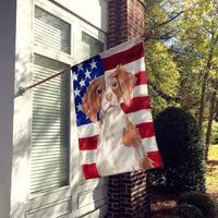 Brittany Spaniel Patriotic Flag Canvas House Size BB9364CHF