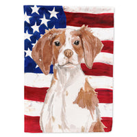 Brittany Spaniel Patriotic Flag Canvas House Size BB9364CHF