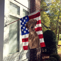 Chocolate Labrador Patriotic Flag Canvas House Size BB9365CHF