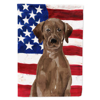 Chocolate Labrador Patriotic Flag Canvas House Size BB9365CHF