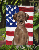 Chocolate Labrador Patriotic Flag Garden Size BB9365GF