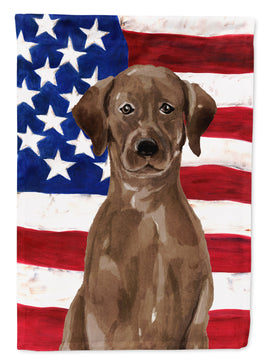 Chocolate Labrador Patriotic Flag Garden Size BB9365GF