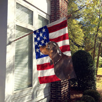 Black and Tan Dachshund Patriotic Flag Canvas House Size BB9370CHF