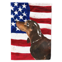 Black and Tan Dachshund Patriotic Flag Canvas House Size BB9370CHF