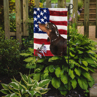 Black and Tan Dachshund Patriotic Flag Garden Size BB9370GF