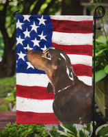 Black and Tan Dachshund Patriotic Flag Garden Size BB9370GF