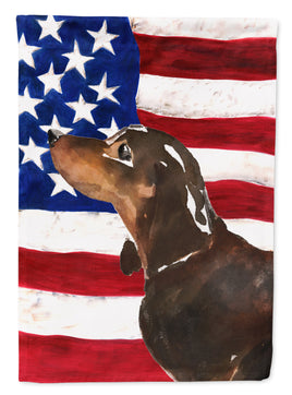 Black and Tan Dachshund Patriotic Flag Garden Size BB9370GF