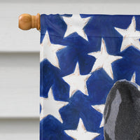 Black White French Bulldog Patriotic Flag Canvas House Size BB9372CHF