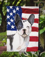 Black White French Bulldog Patriotic Flag Garden Size BB9372GF