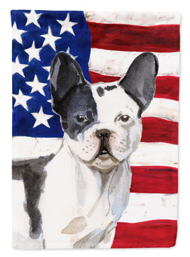 Black White French Bulldog Patriotic Flag Garden Size BB9372GF