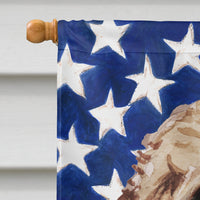 Brown Cockapoo Patriotic Flag Canvas House Size BB9374CHF