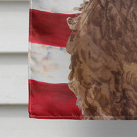 Brown Cockapoo Patriotic Flag Canvas House Size BB9374CHF